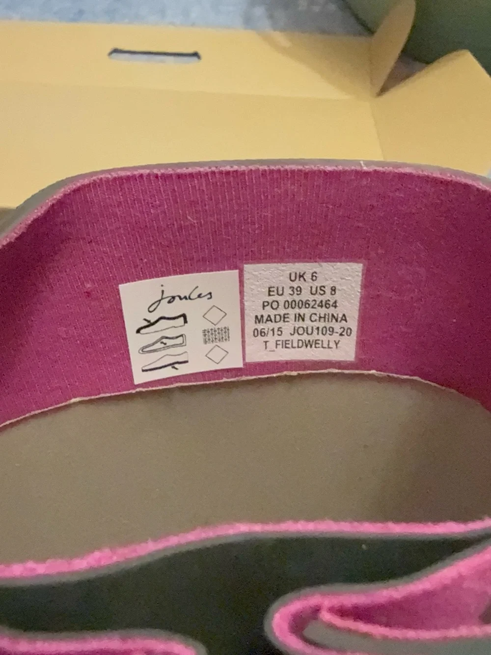 Joules dark green Tall Rain Boots with Pink Logo Trim